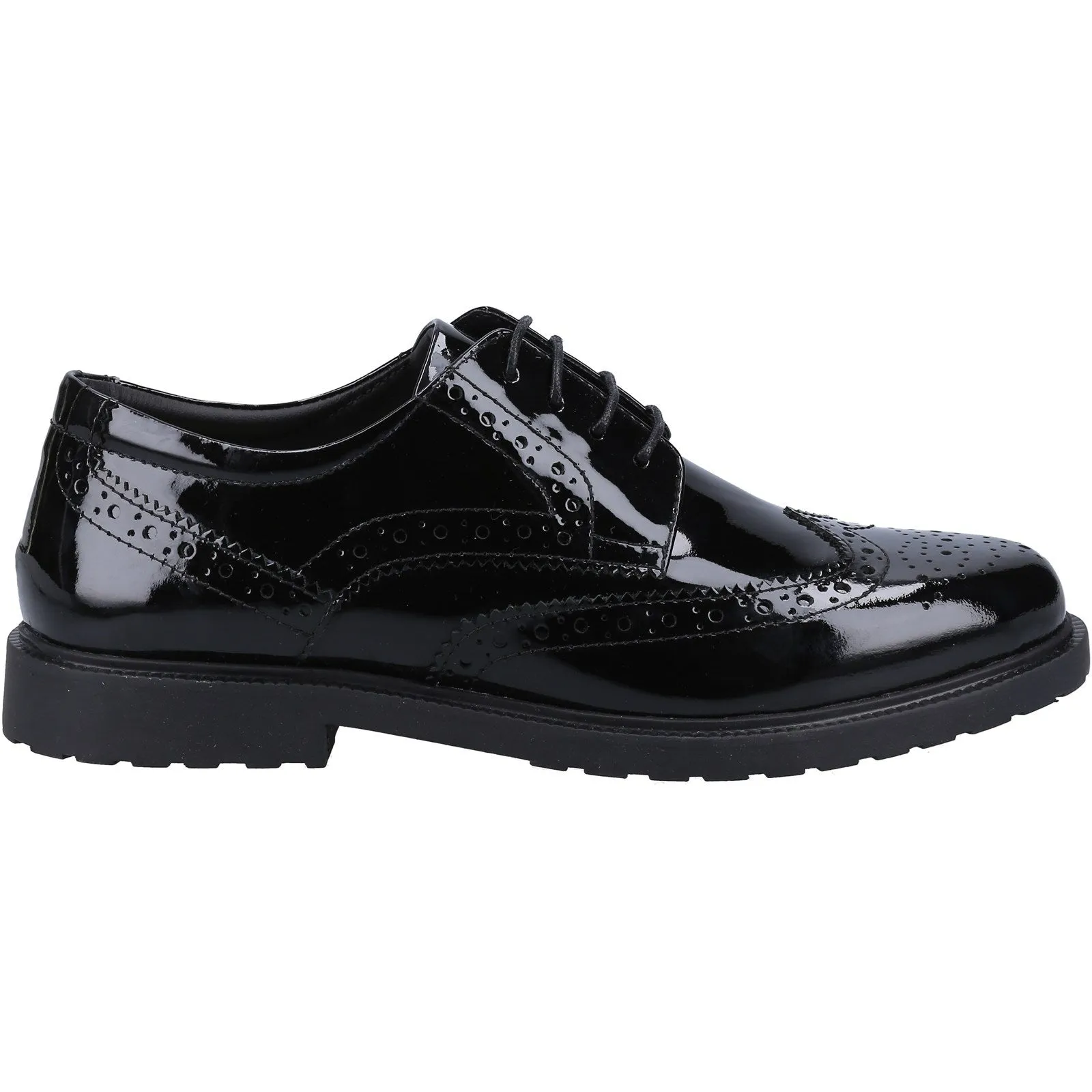 Hush Puppies VERITY BROGUE Girls Shoes Black Patent