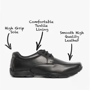 Hush Puppies VINCENTE Boys Leather Derby School Shoes Black