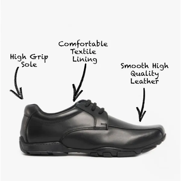 Hush Puppies VINCENTE Boys Leather Derby School Shoes Black