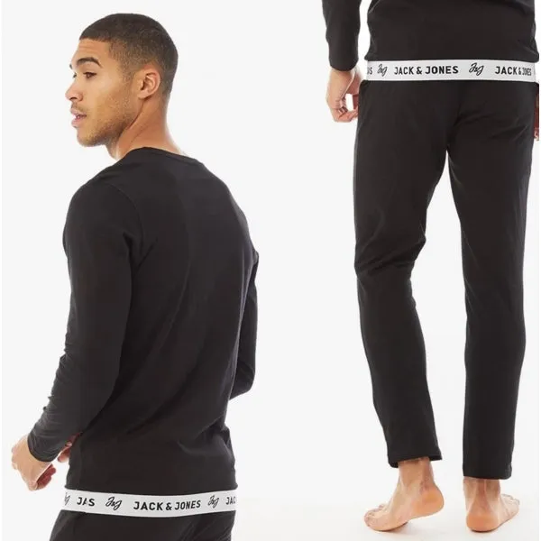 Jack & Jones RICKO Mens Cotton T-Shirt And Trousers Lounge Set Black