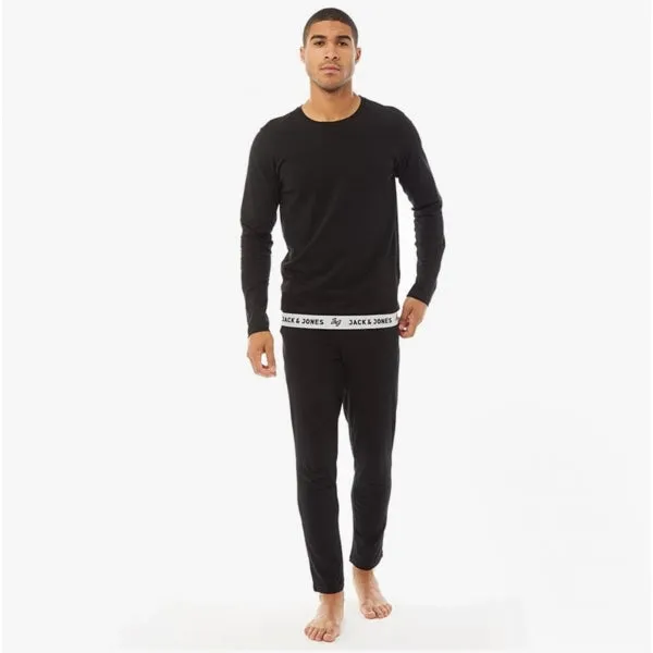 Jack & Jones RICKO Mens Cotton T-Shirt And Trousers Lounge Set Black