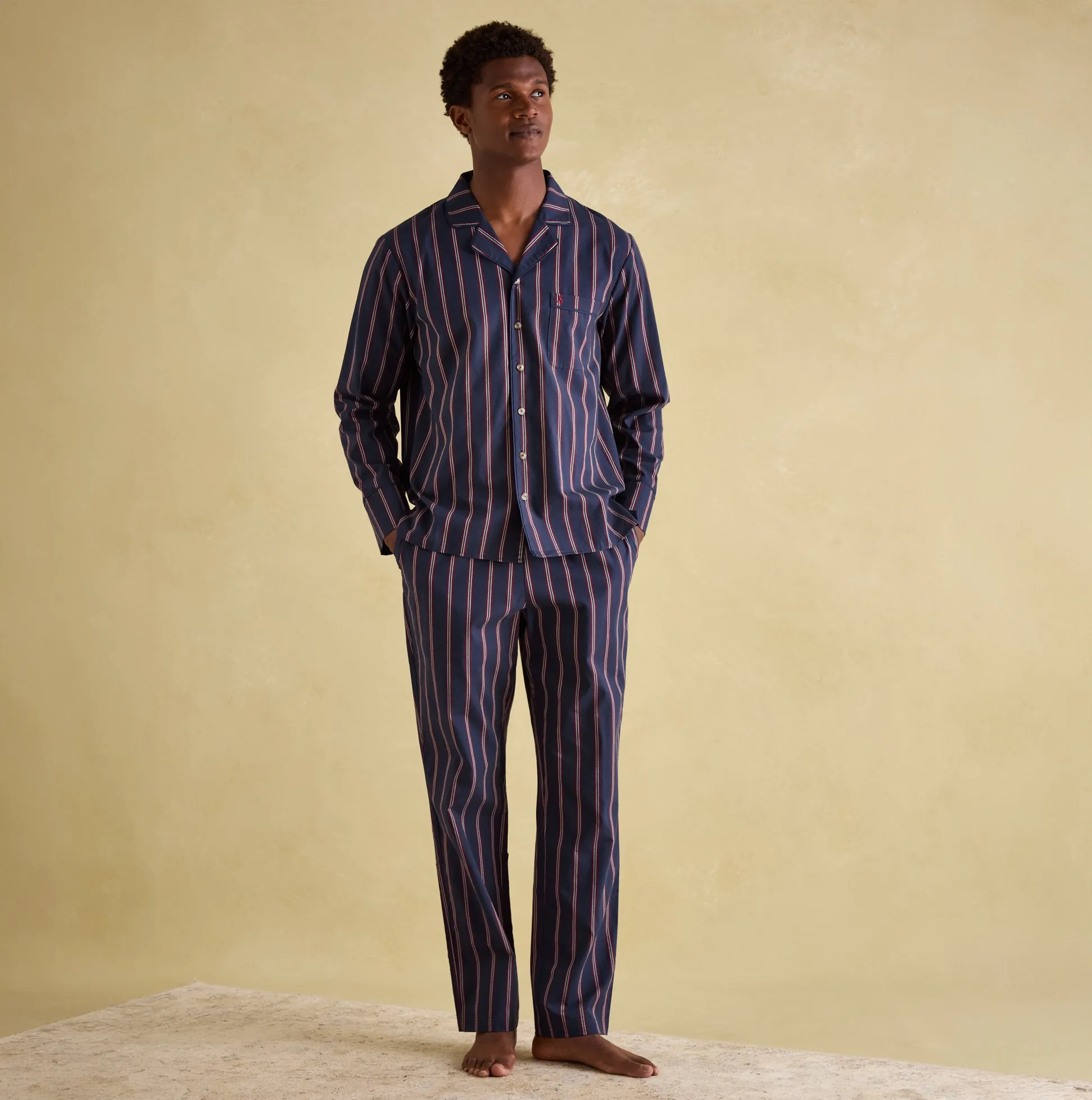 Joules HUGO Mens Pyjama Set Navy Stripe