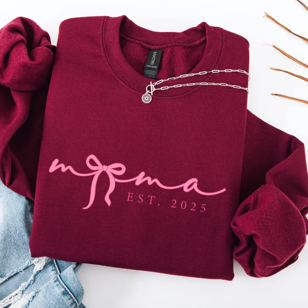 Mama In A Bow Year Established Sweatshirt