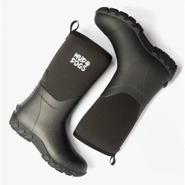 Mud Dogs RUTLAND MID Unisex Neoprene Wellington Boots Black