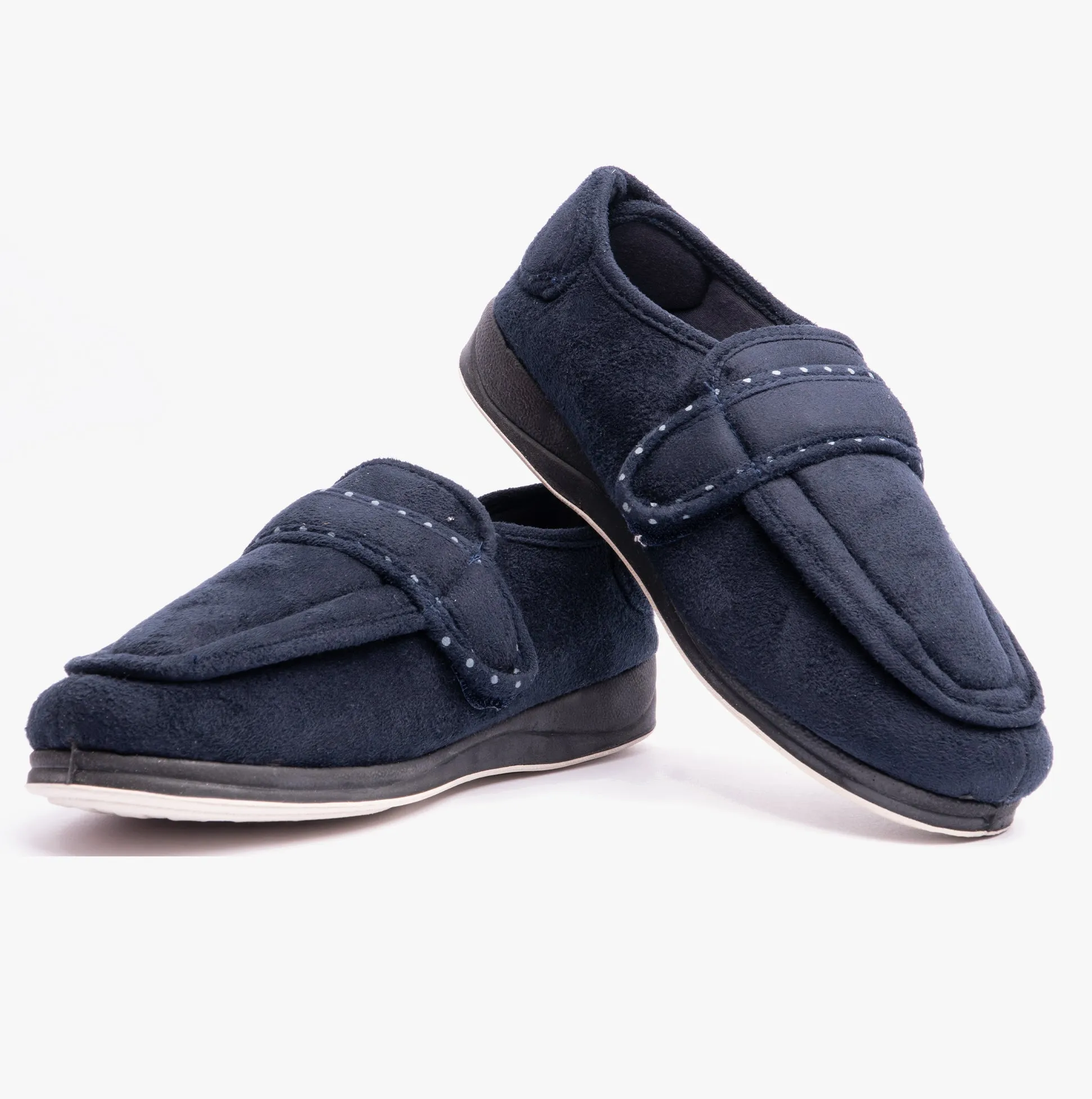 Padders ENFOLD Womens (EE Fit) Touch Fasten Full Slippers Navy