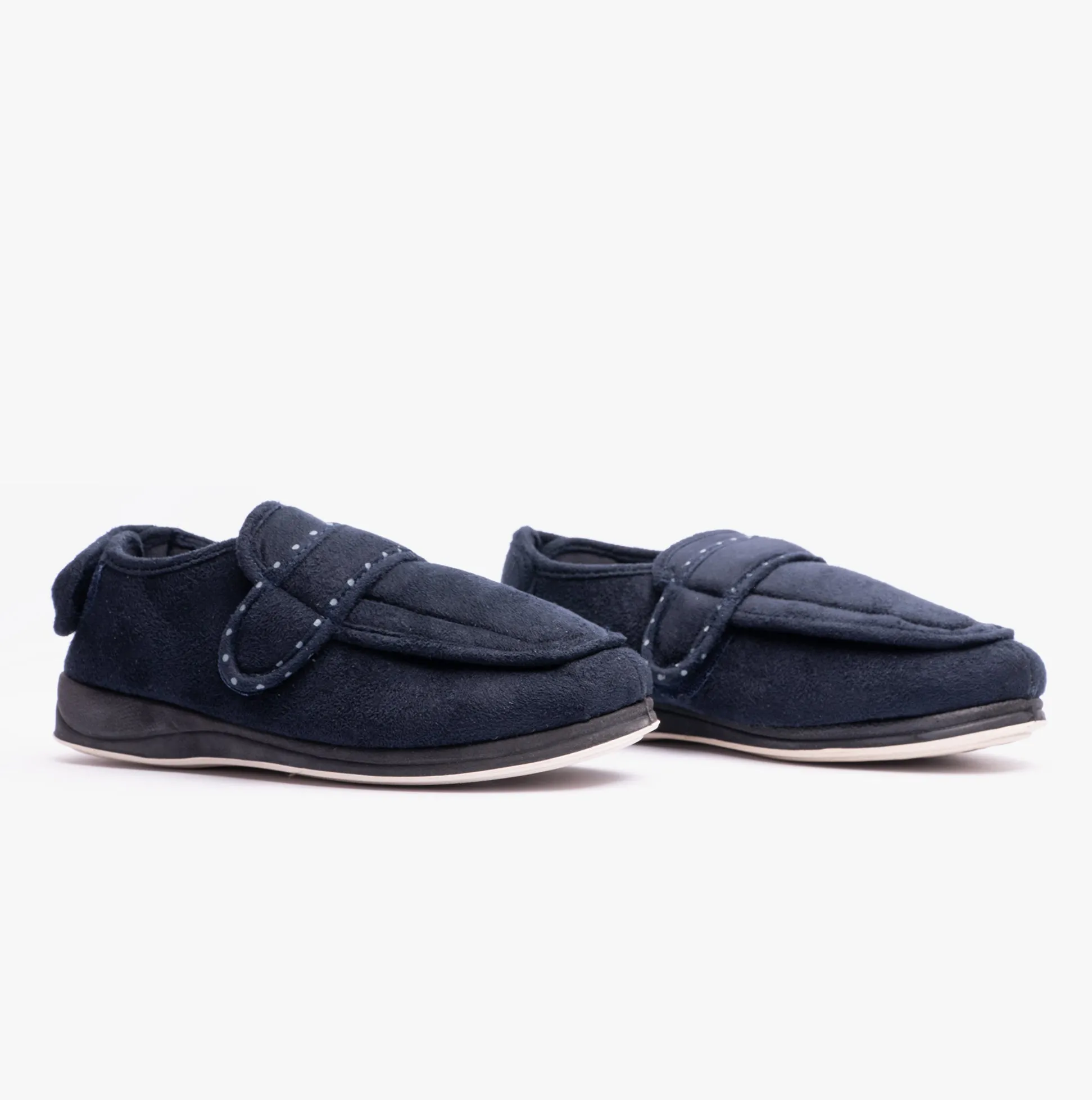Padders ENFOLD Womens (EE Fit) Touch Fasten Full Slippers Navy