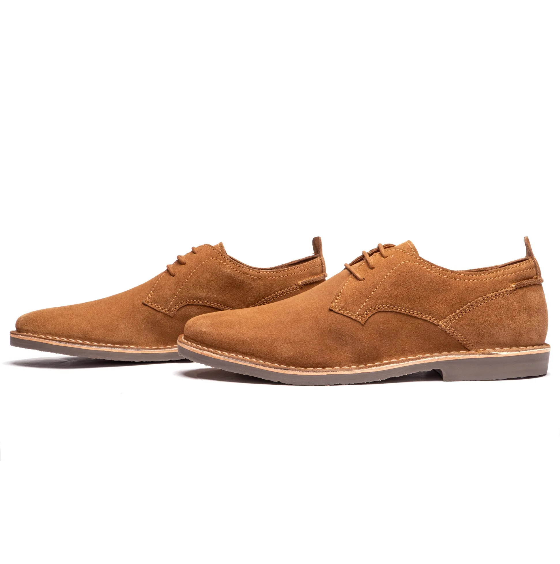 Popps JONAS Mens Suede Desert Shoes Cognac
