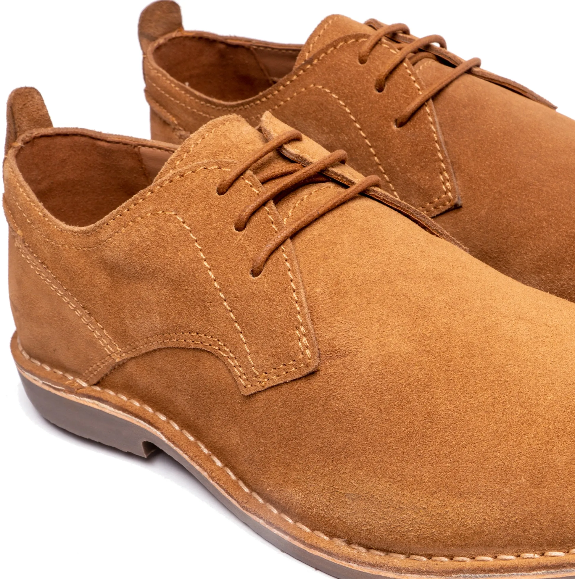 Popps JONAS Mens Suede Desert Shoes Cognac