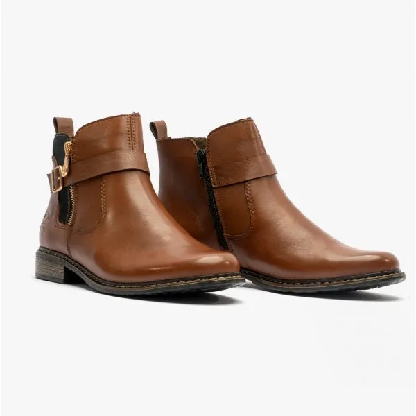 Rieker Z4959-22 Womens Leather Boots Chestnut