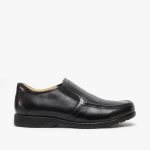Roamers HUBERT Mens Leather Extra Wide Slip On Shoes Black