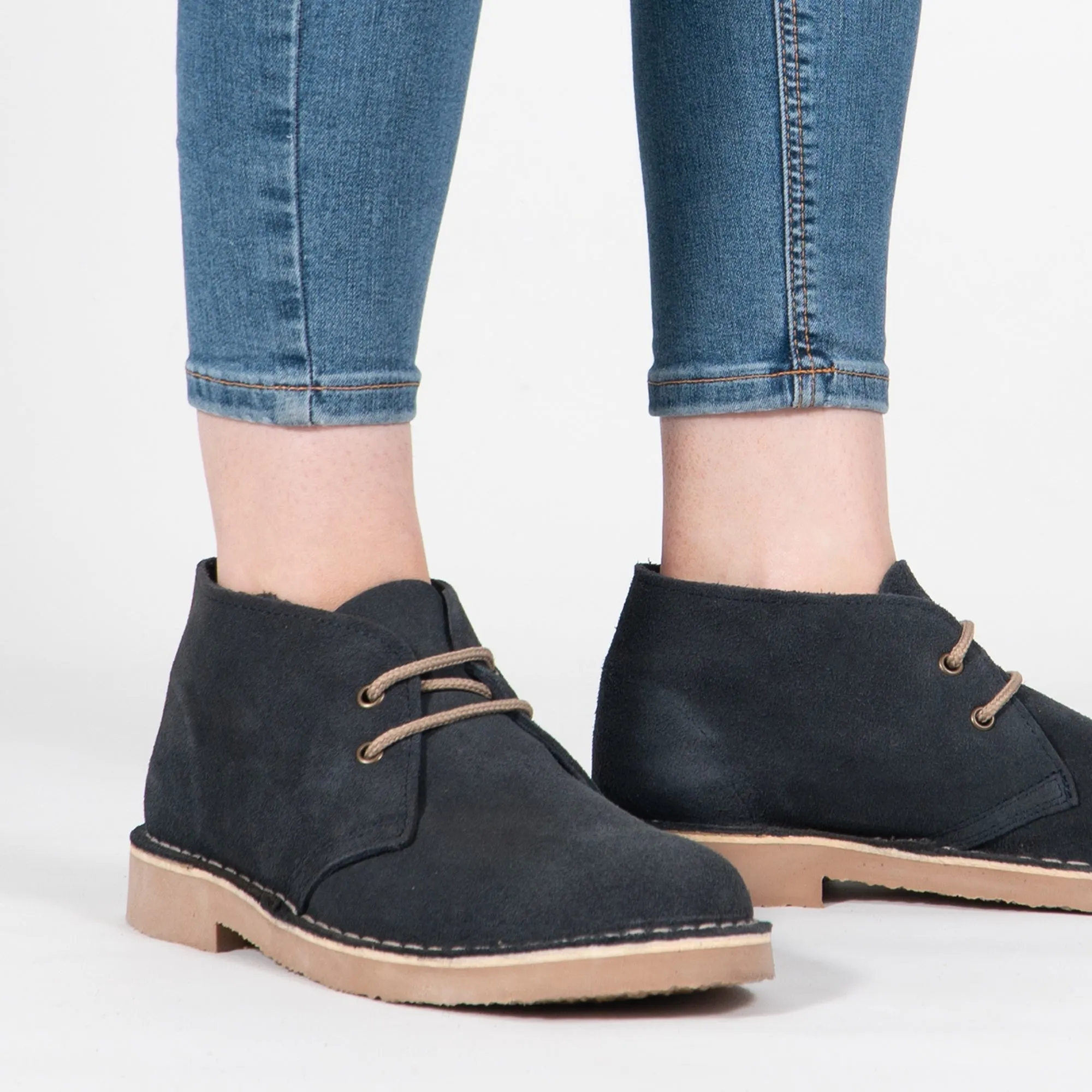 Roamers M467CS Unisex Desert Boots Navy Blue