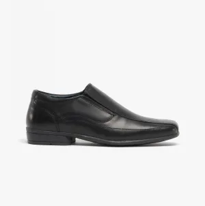 Roamers RONNY Boys Leather Slip On Shoes Black