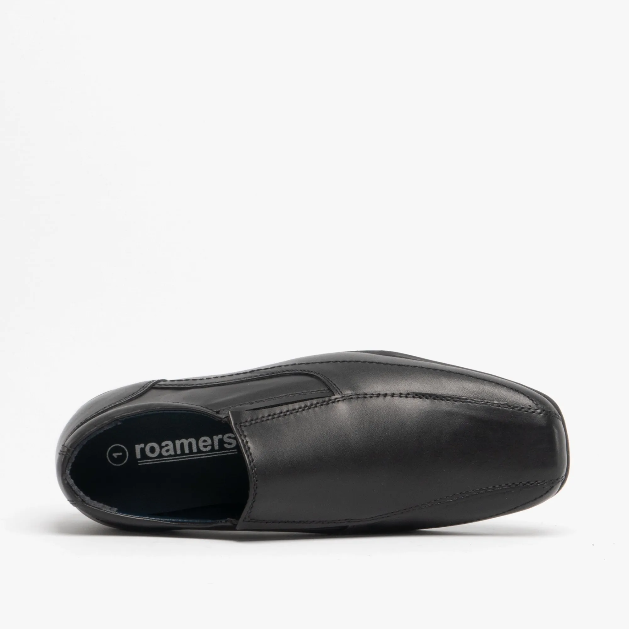 Roamers RONNY Boys Leather Slip On Shoes Black