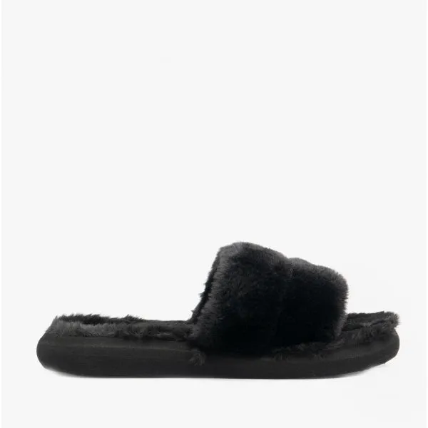 Rocket Dog STRATUS WINETTE Womens Faux Fur Slide Sandals Black