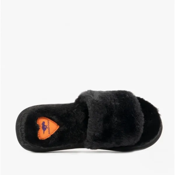 Rocket Dog STRATUS WINETTE Womens Faux Fur Slide Sandals Black
