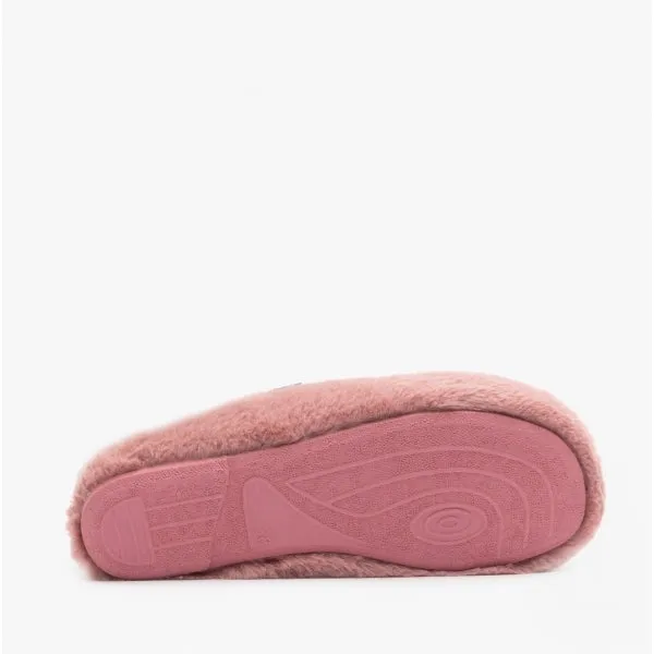 Scholl MADDY Womens Faux Fur Mule Slippers Rose