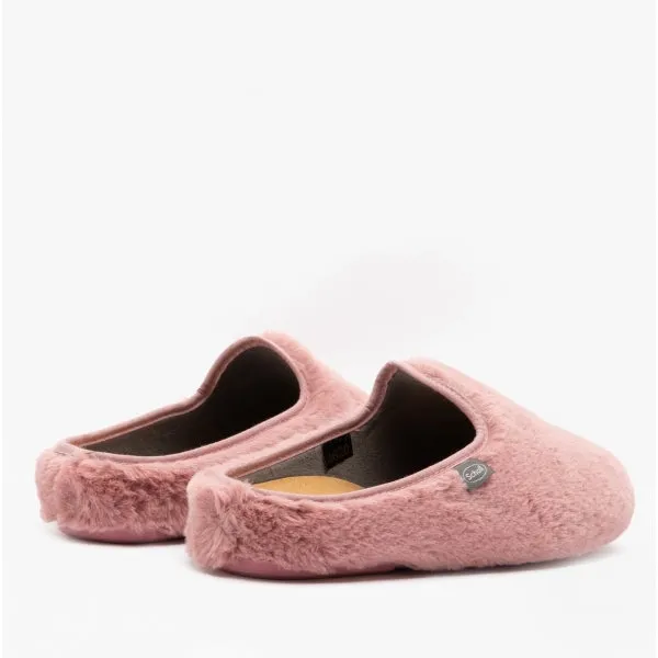 Scholl MADDY Womens Faux Fur Mule Slippers Rose