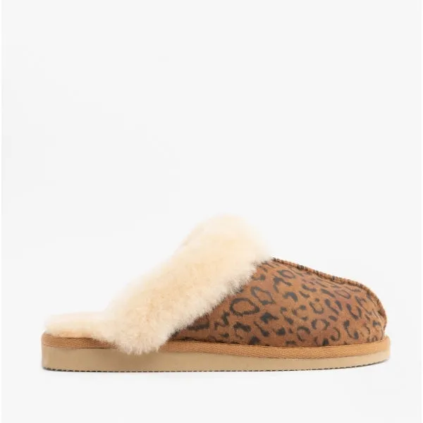 Shepherd JESSICA Womens Sheepskin Mules Chestnut/Leopard