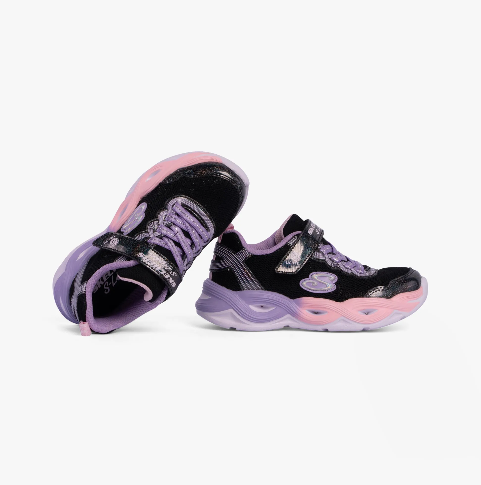 Skechers 303717L/BKMT S-LIGHTS: TWISTY GLOW Girls Trainers Black/Multi