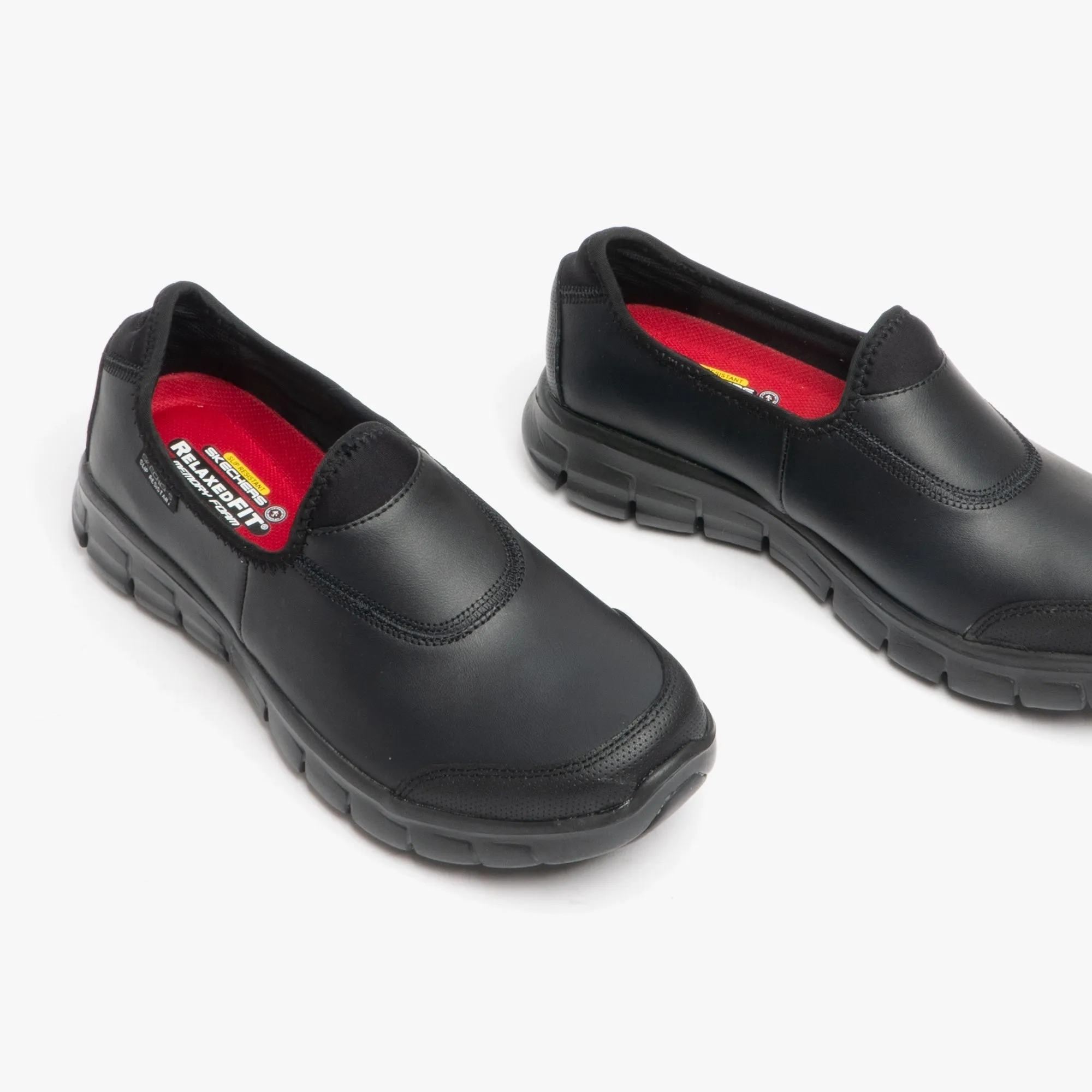 Skechers Work 76536EC/BBK RELAXED FIT - SURE TRACK Womens Leather Anti-Slip Shoes Black