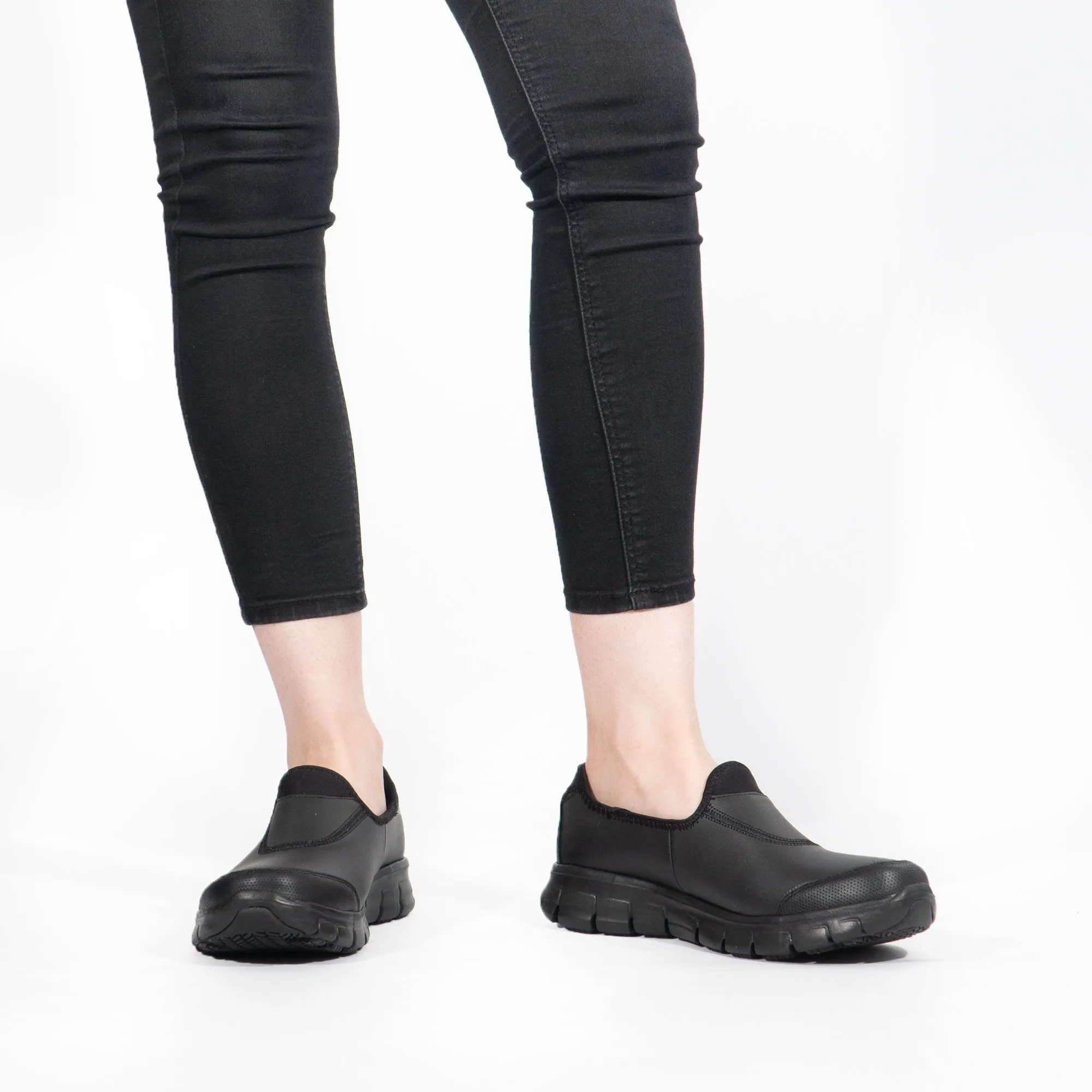 Skechers Work 76536EC/BBK RELAXED FIT - SURE TRACK Womens Leather Anti-Slip Shoes Black