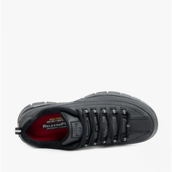 Skechers Work 76550EC/BLK RELAXED FIT: SURE TRACK - TRICKEL EC Womens Leather Work Shoes Black
