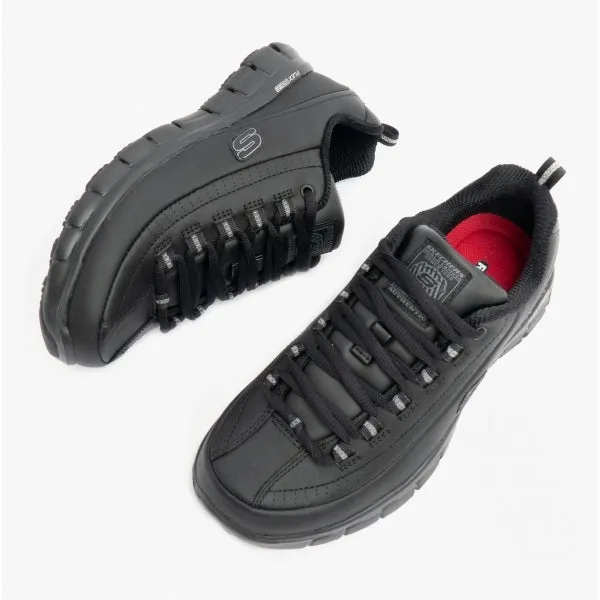 Skechers Work 76550EC/BLK RELAXED FIT: SURE TRACK - TRICKEL EC Womens Leather Work Shoes Black