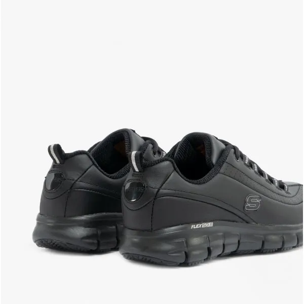 Skechers Work 76550EC/BLK RELAXED FIT: SURE TRACK - TRICKEL EC Womens Leather Work Shoes Black