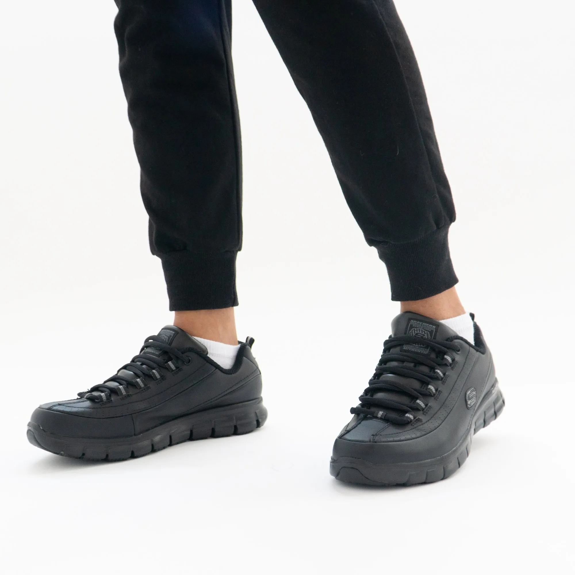 Skechers Work 76550EC/BLK RELAXED FIT: SURE TRACK - TRICKEL EC Womens Leather Work Shoes Black
