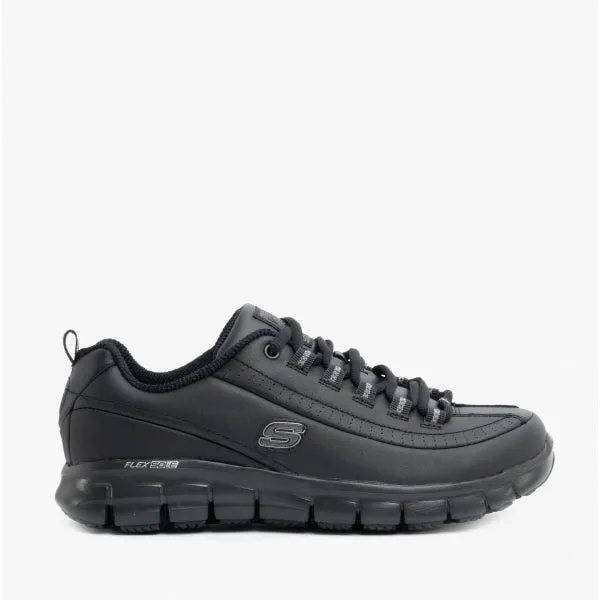 Skechers Work 76550EC/BLK RELAXED FIT: SURE TRACK - TRICKEL EC Womens Leather Work Shoes Black