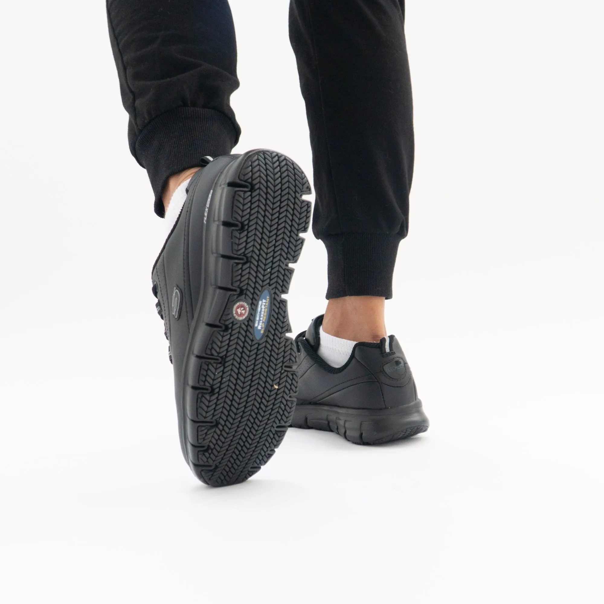 Skechers Work 76550EC/BLK RELAXED FIT: SURE TRACK - TRICKEL EC Womens Leather Work Shoes Black