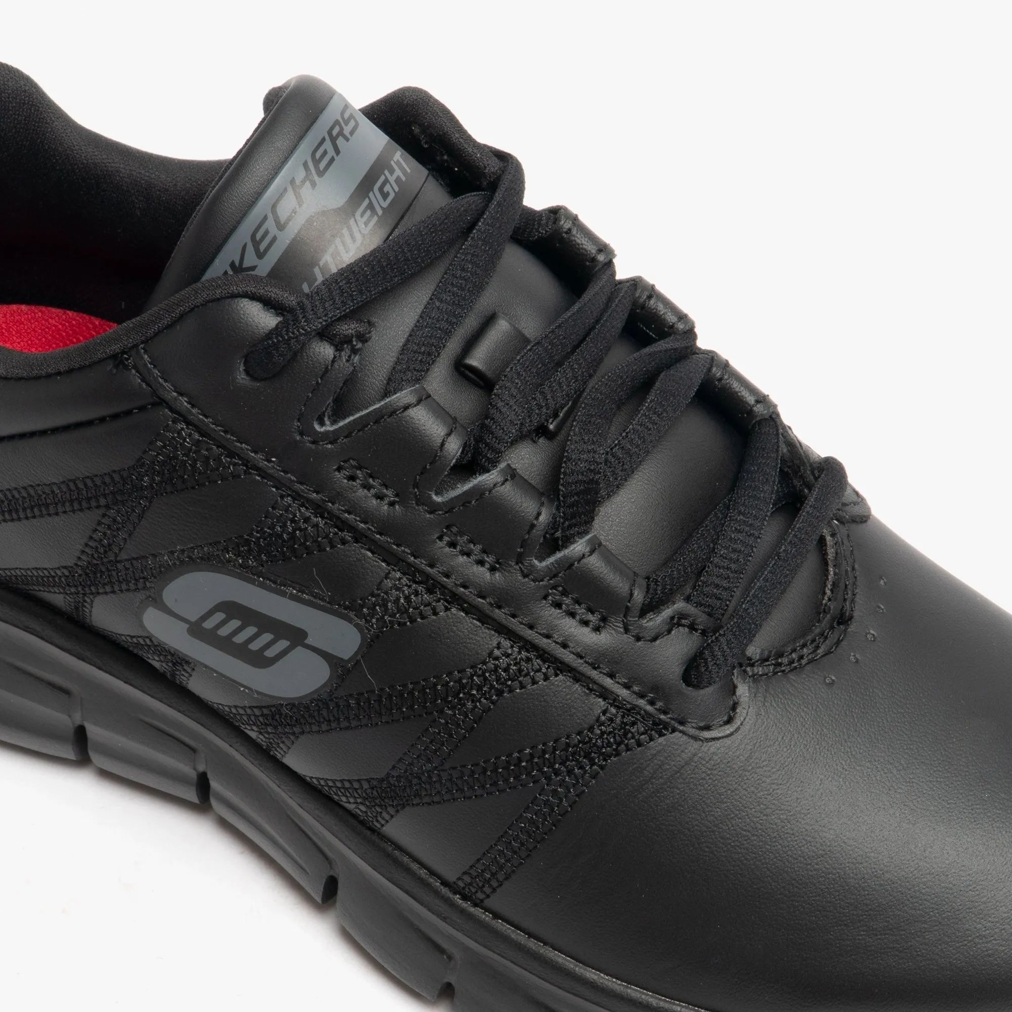 Skechers Work 76576EC/BLK RELAXED FIT: SURE TRACK - ERATH SR Womens Leather Anti-Slip Shoes Black