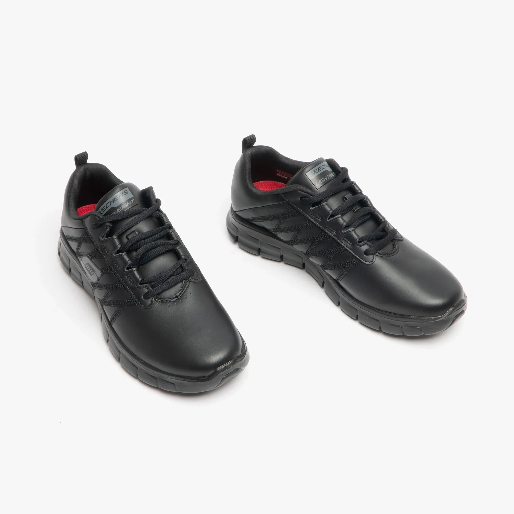 Skechers Work 76576EC/BLK RELAXED FIT: SURE TRACK - ERATH SR Womens Leather Anti-Slip Shoes Black