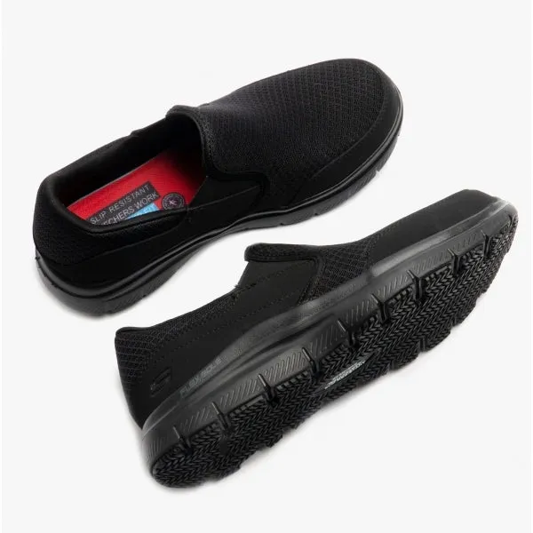 Skechers Work 77048EC/BBK RELAXED FIT: FLEX ADVANTAGE - MCALLEN SR Mens Anti-Slip Trainers Black