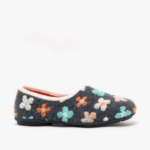 Sleepers GRACIE Womens Knitted Full Slippers Grey Multi