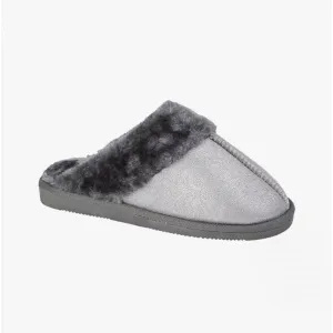 Sleepers JULIET Womens Fur Cuff Sparkle Mules Silver