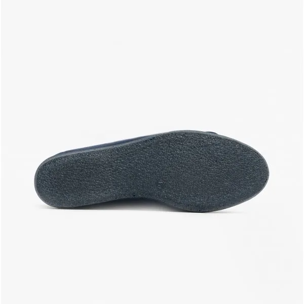 Sleepers TINA Womens Wide Fit EE Twin Velcro Peep Toe Slippers Navy