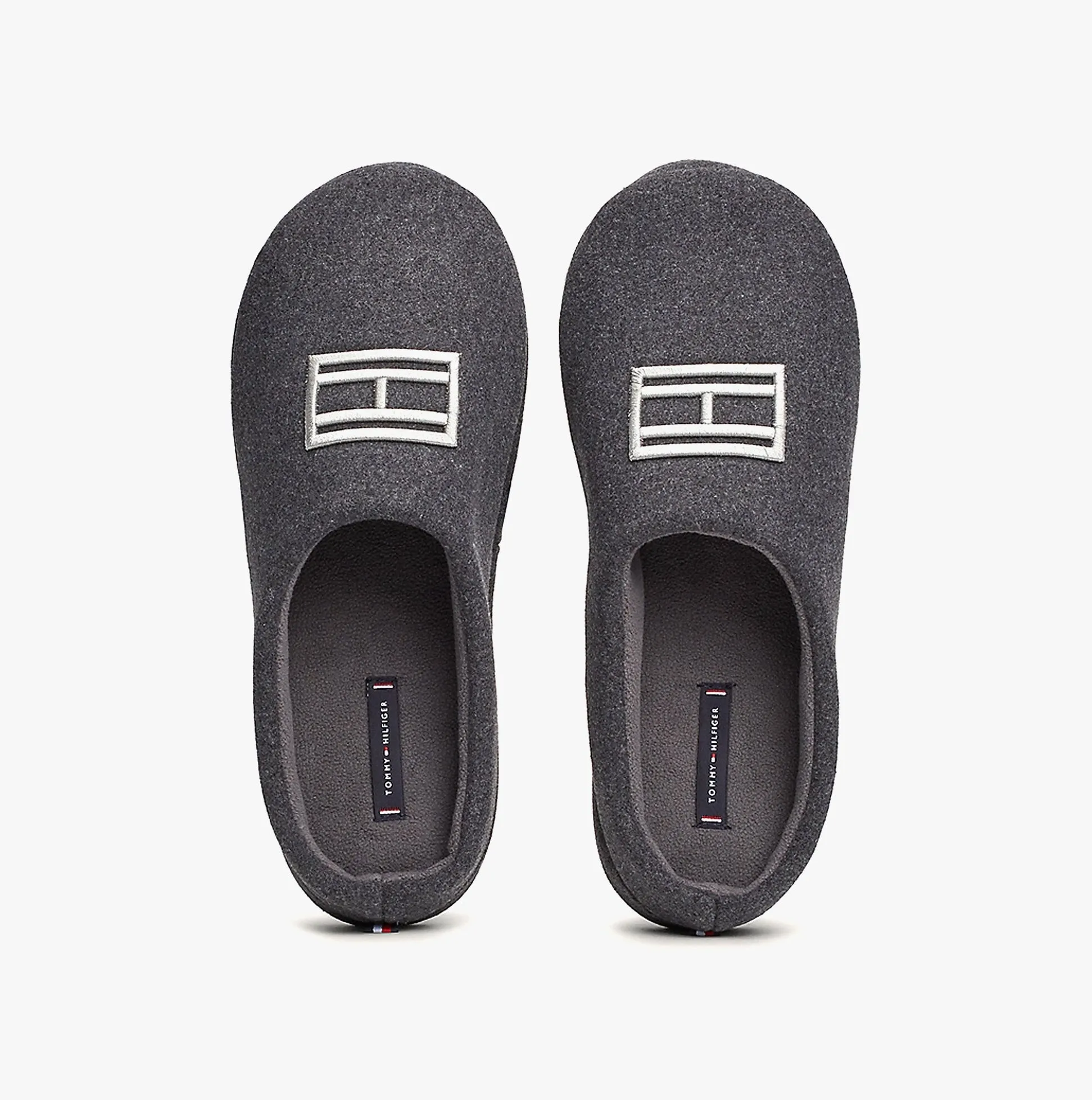 Tommy Hilfiger FLAG WARM FELT HOUSE Mens Mule Slippers Dark Ash