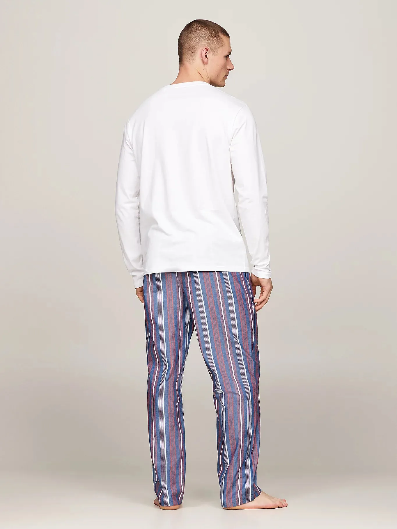 Tommy Hilfiger MONOTYPE Mens Pyjama Set White/Monotype Stripes Indigo