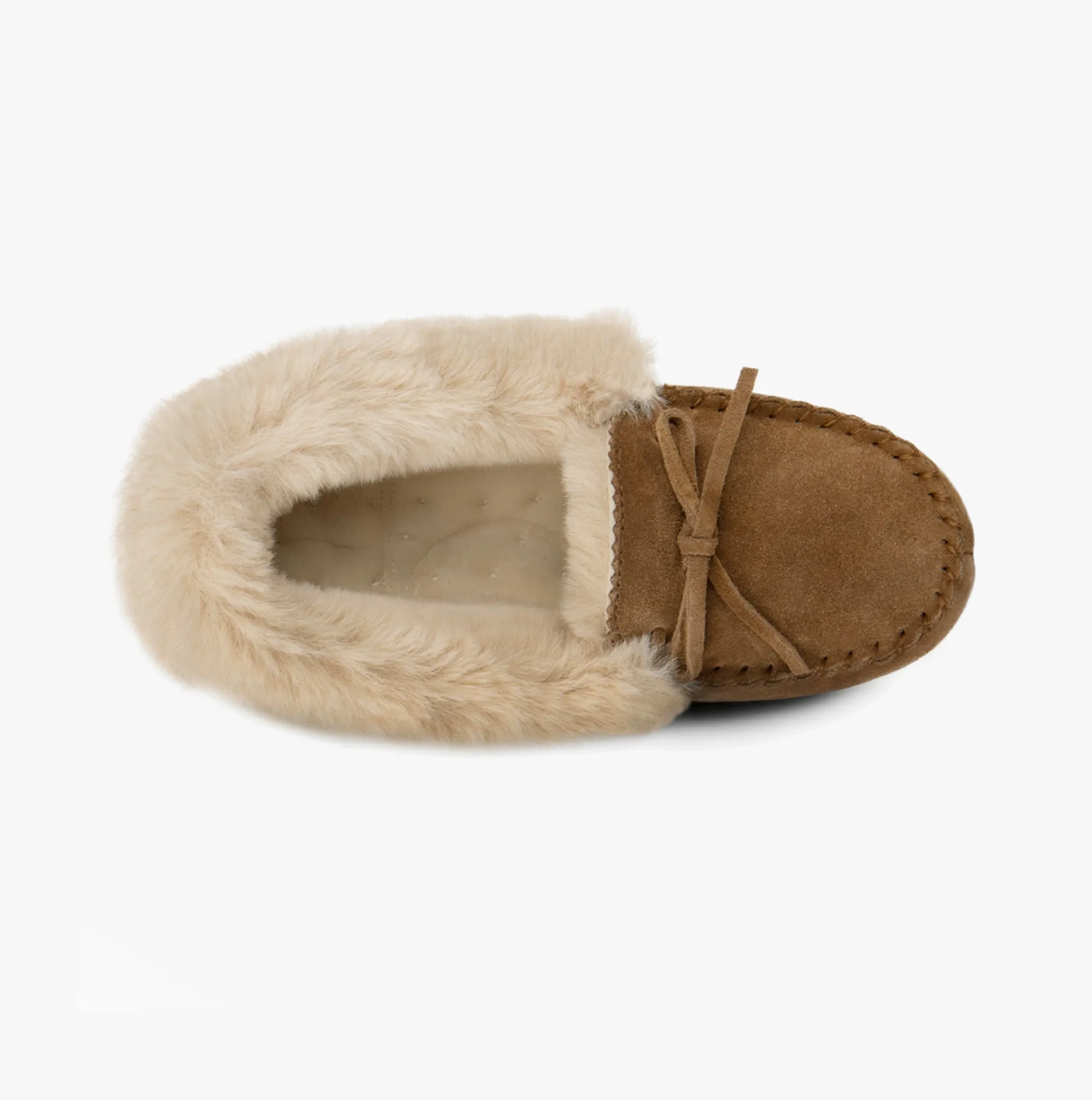 Totes Isotoner GENUINE SUEDE MOCCASIN WITH FAUX FUR LINING Womens Tan