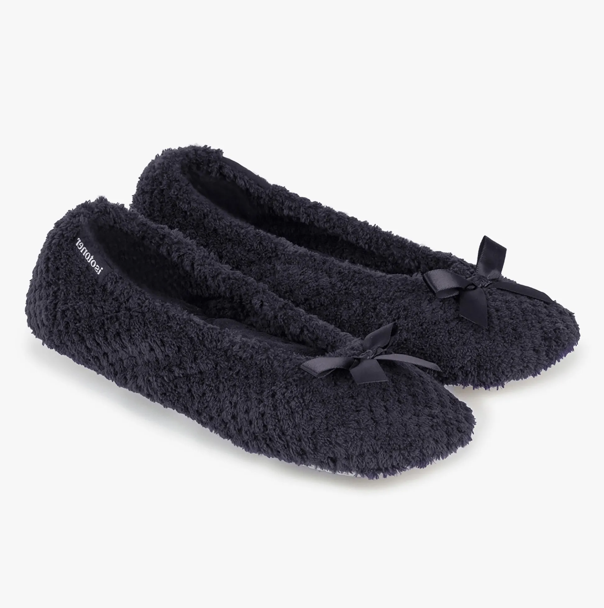 Totes Isotoner POPCORN BALLETS Womens Slippers Black