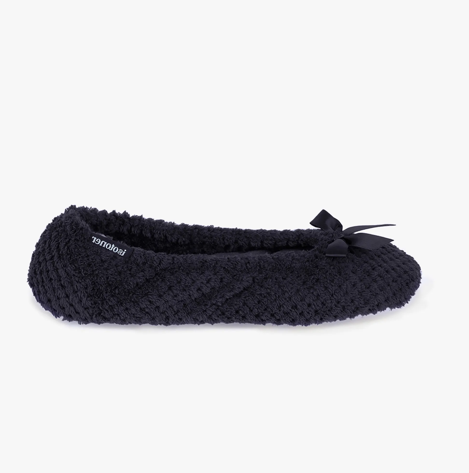 Totes Isotoner POPCORN BALLETS Womens Slippers Black