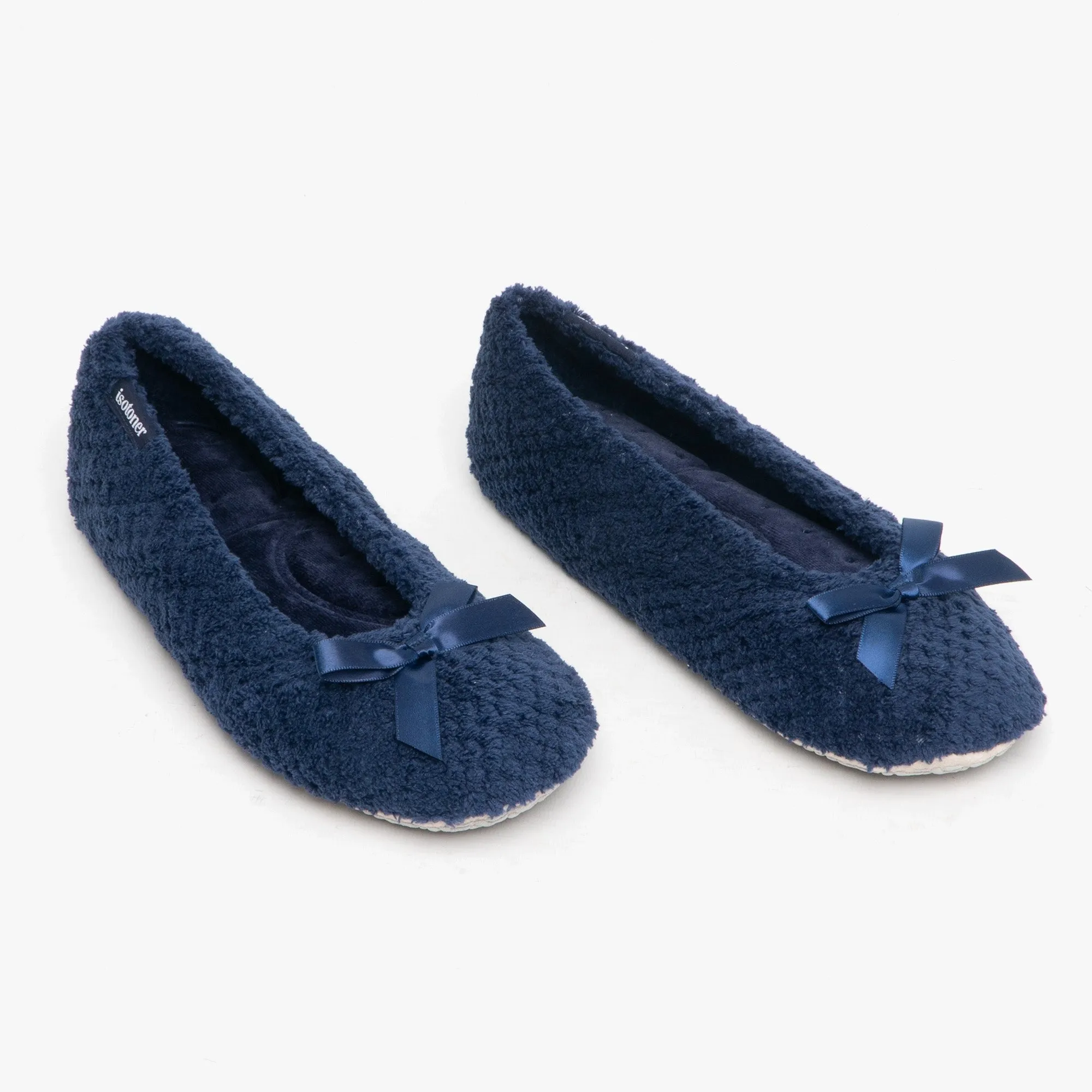 Totes Isotoner POPCORN Womens Ballet Slippers Navy