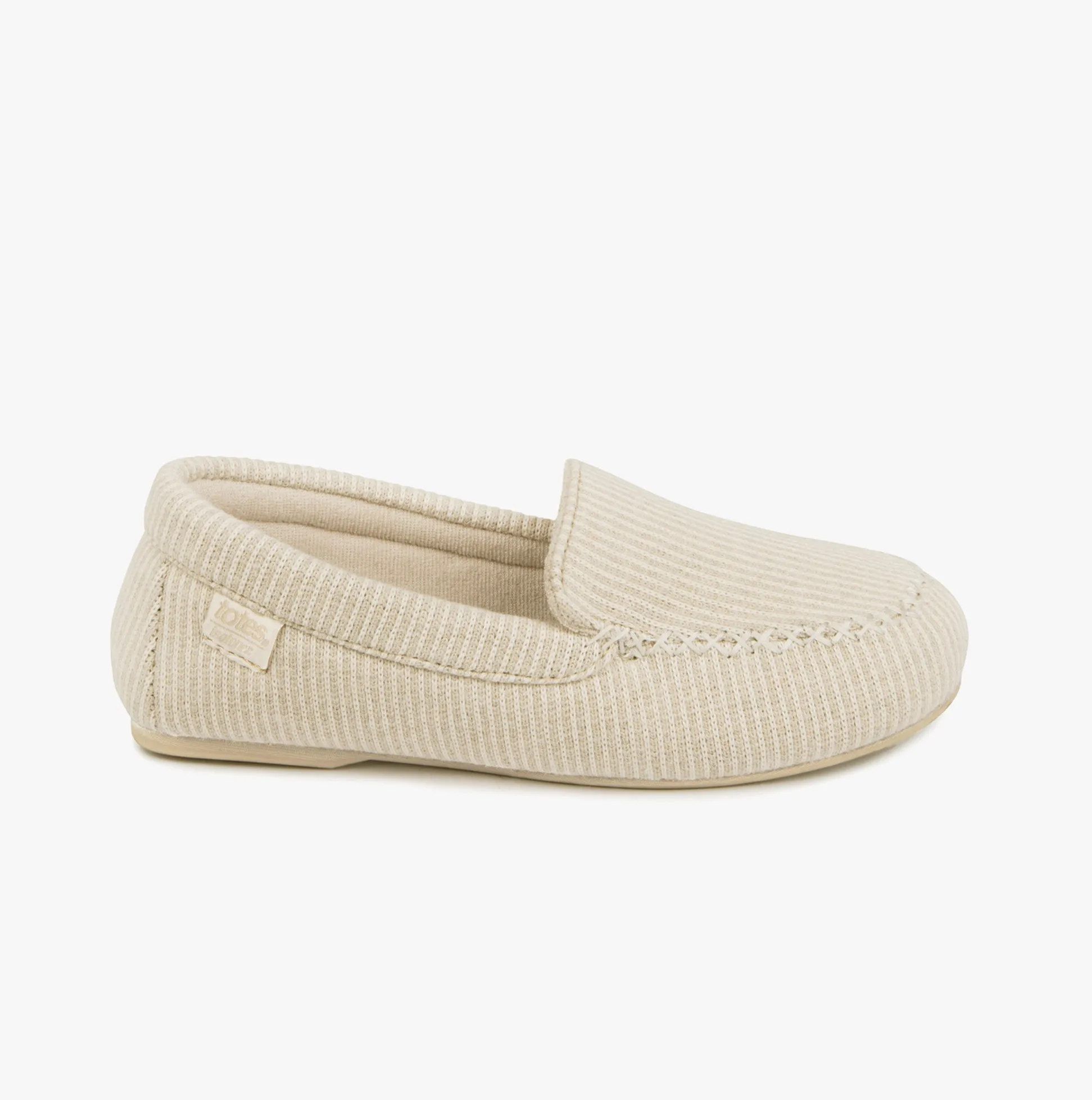 Totes Isotoner TEXTURED MOCCASIN Womens Moccasin Slippers Beige
