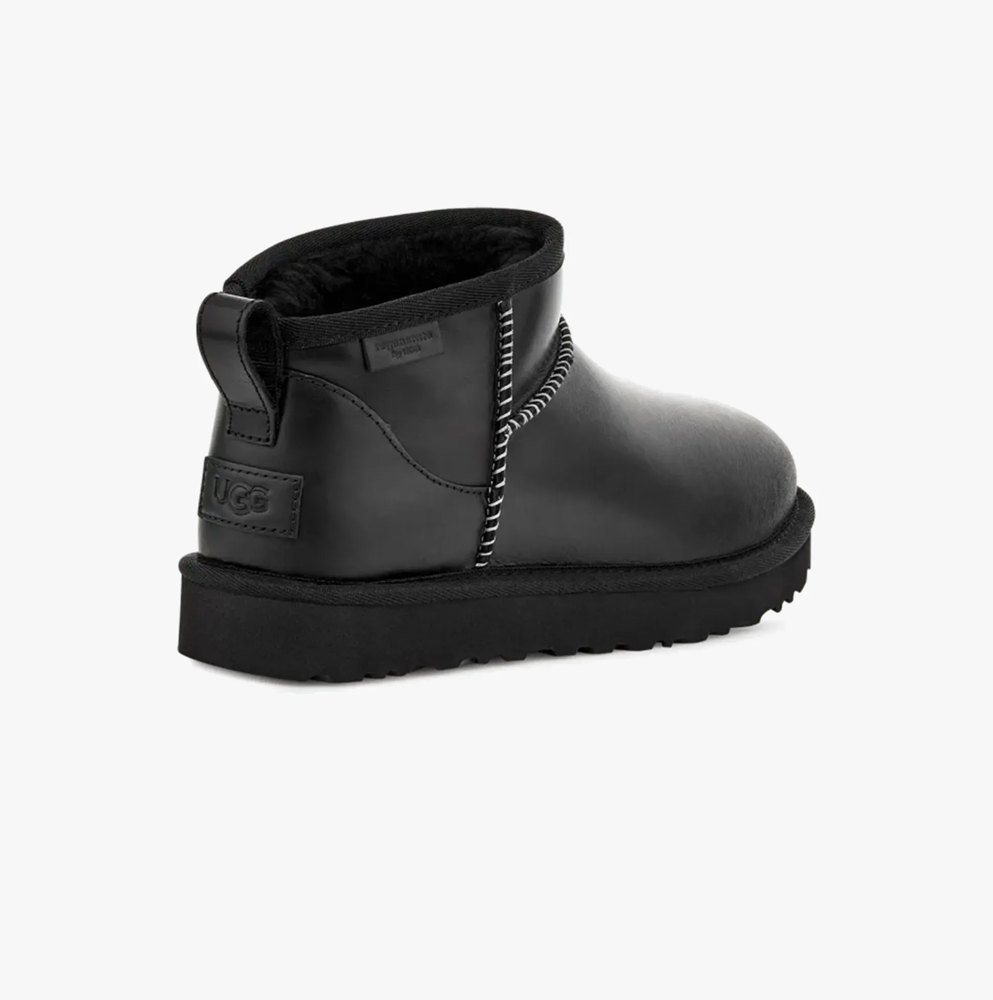 UGG CLASSIC ULTRA MINI LEATHER REGEN Womens Boots Black